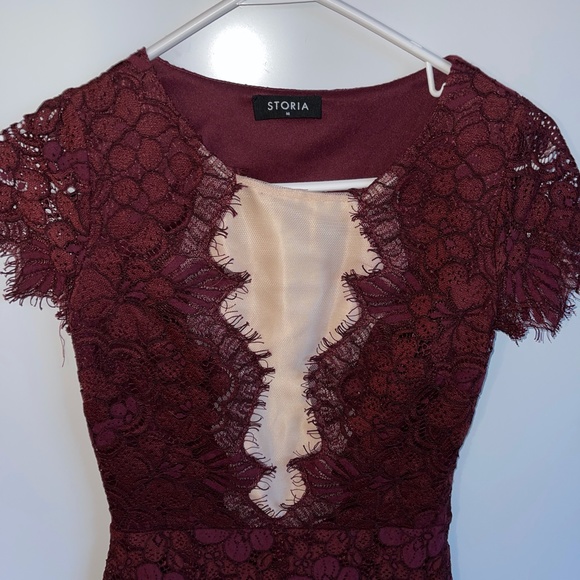 Storia Beyond Words Lace Illusion Body Hugging Dress Size M - Picture 3 of 8